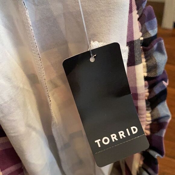 Torrid Plaid Paper Bag Front Tie Shorts Casual Boho Contemporary Size 1X NEW - Picture 14 of 14